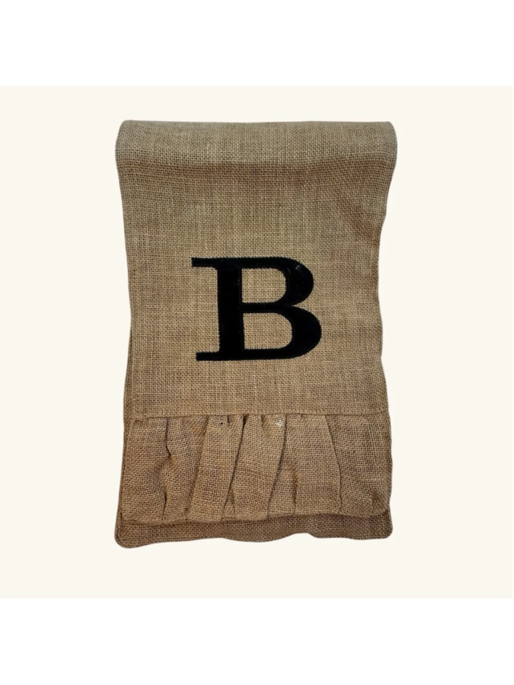 Burlap Monogram Table Runner Farmhouse Rustic Decor Letter B 70x11